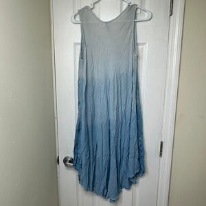 Island Beach Blue Ombre Embroidered Handkerchief Hem Midi Womens S Cover Up